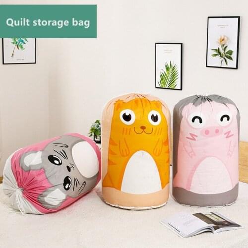 Cartoon Drawstring Storage Bag PEVA Waterproof And Dustproof Quilt Clothing Towel Organizer Large Capacity Closet Sorting Sack