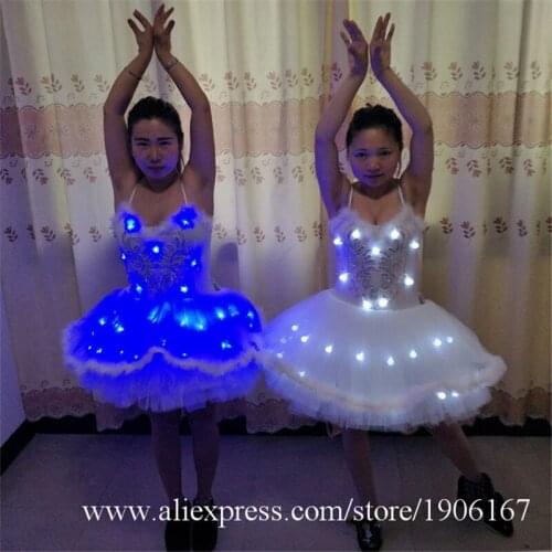 Led Luminous Women Ballet Dress Clothes Light Up Ballroom Costumes Growing Sexy Lady Party Evening Clothing Stage Show Led Suit