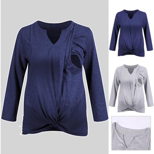 #58 Nursing Tops Breastfeeding Women Maternity Clothes Long Sleeve V-neck Breastfeeding Pregnant Tops Blusas Para Amamantar