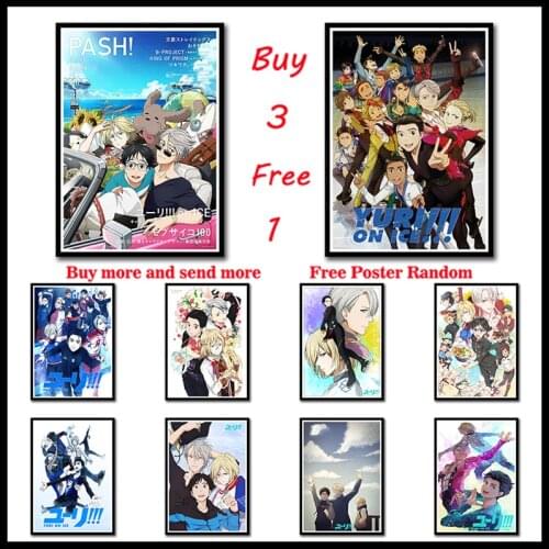 YURI!!! on ICE Anime Characters Painting Coated Paper Posters Wall art Decorative Picture For Living Room Home Frameless