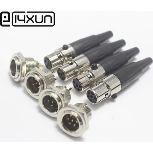 5Set Mini XLR 3 4 5 6 Pin Female Inline Plug + 3 4 5 6 Pin Male Socket Jack Adapter for MIC Microphone Audio Cable Connector