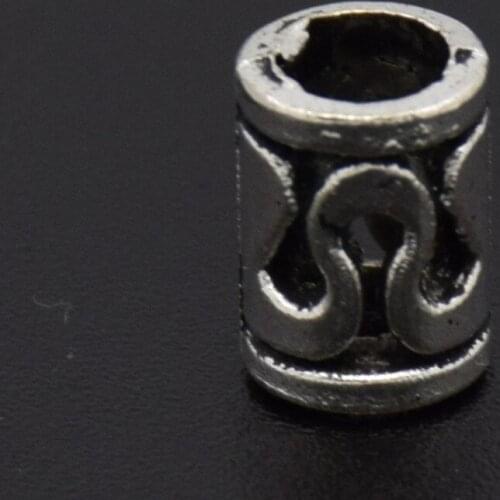 50Pcs Antique Silver Metal Dreadlocks Big Hole Beads Carved Tube Spacers Beads For Jewelry Making 9x6mm