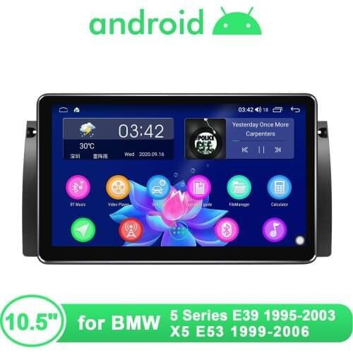 1din Radio Android Central Multimedia Player 10.5" Autoradio Bluetooth WiFi OBD For BMW 5 Series E39 1995-2003 X5 E53 1999-2006