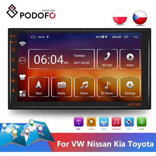 Podofo 2Din Android GPS Car Stereo Radio Coche 6.8'' Capacitance Touch Screen Car MP5 Bluetooth GPS FM Radio Receiver Autoradios