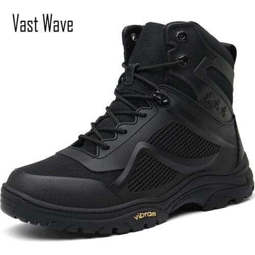 Vastwave Trekking Army Boots Military Boots Men Tactical Boots Zip Army Tactical Desert Combat Boots Safety Hiking Shoe Snow