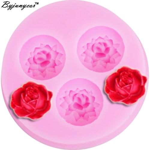 Byjunyeor M641 Epoxy UV Resin small flower cupcake rose bud candy pudding Silicone mold cake baking decorating fondant tool