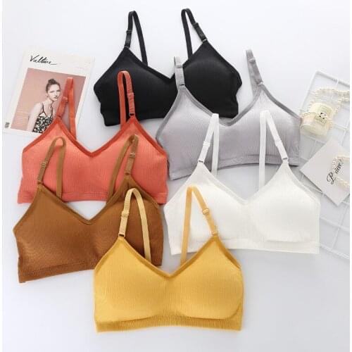 Seamless Bras Women Wire Free Sexy Comfortable Beauty Back Underwear Solid Color Thread Gathered Bra