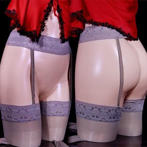 One Piece Lace Top Thigh High Stockings With Garters Women Sexy Crotchless Lingerie Intimates Female Erotic Underwear Hosiery