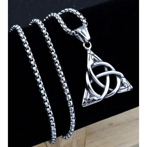 Titanium Steel Chain Casting Irish Triangle Pendant Necklace Mens Foreign Trade Jewelry Wholesale