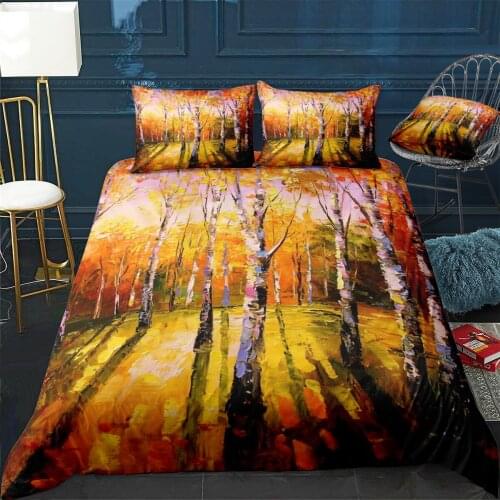 Birch Quilt Cover Pillowcase 3Piece Comforter Bedding Set With Pillow Case Single Double Duvet Cover Home Decora