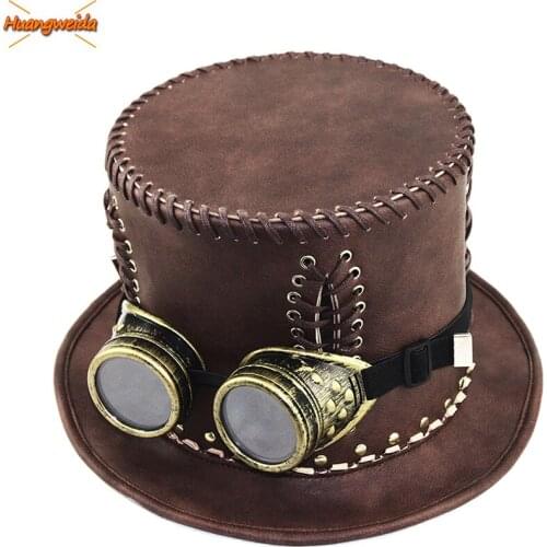 Plague Doctor Hat Magic Cosplay Flat Formal Funny Party Hat Halloween Steampunk Accessories Props Adult Made of Leather