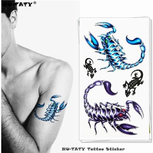 Nu-TATY Color scorpion Temporary Tattoo Body Art Arm Flash Tattoo Stickers 17*10cm Waterproof Fake Henna Painless Tattoo Sticker