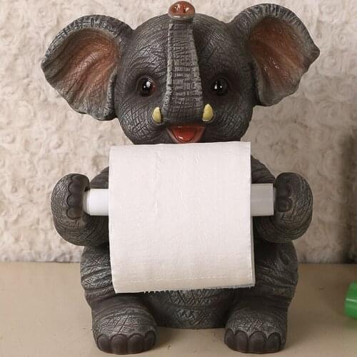 ELEPHANT TISSUE PAPER HOLDER DURABLE SEAT TYPE BATHROOM RESIN TOILET PAPER ANIMAL TISSUE ROLL PAPER HOLDER