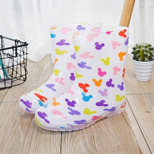 Childrens RainBoots Boys Girls Non-slip Rain Boots Baby Kids Rain Wear Waterproof Rubber School Add Cotton Warm Water Shoes