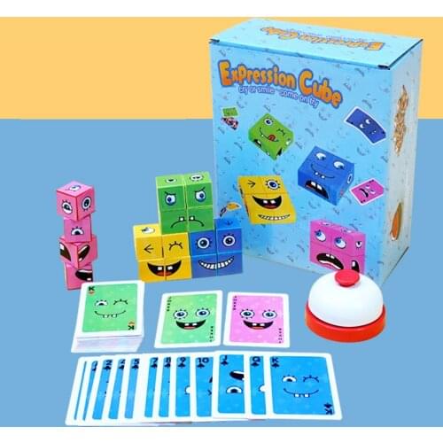 Kids Montessori Expression Puzzle Face Change Cube Building Blocks Toys Early Learning Educational Match Toy Children Gift