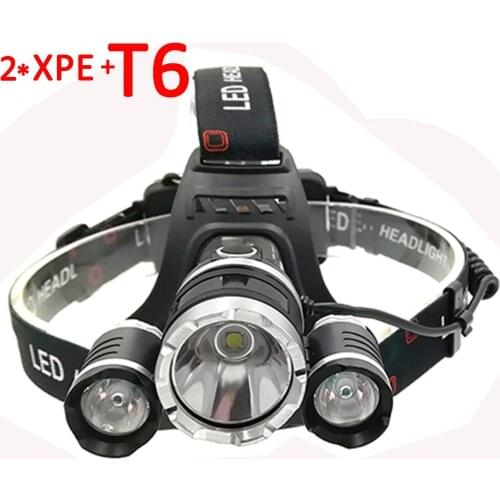 3 LED 2x XPE Green +T6 White Headlamp 4 Mode Headlight Rechargeable Head Lamp Flashlight + 18650 Battery + Charger For Camping