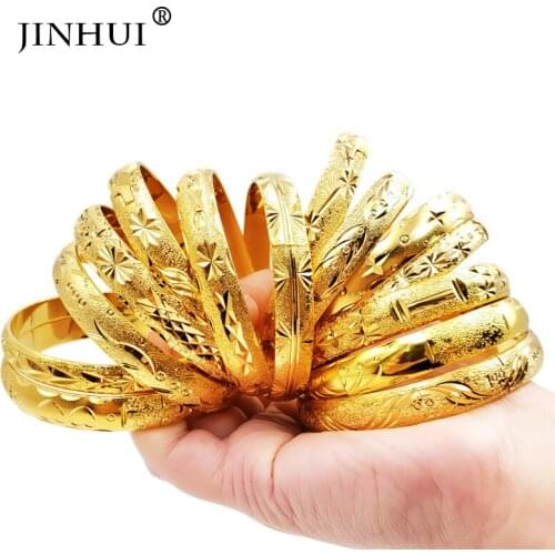 Jin Hui New Dubai Fashion Gold Color Bangles for Women Bride Wedding Luxury Bracelets Ethiopian/France/African/Jewelry gifts