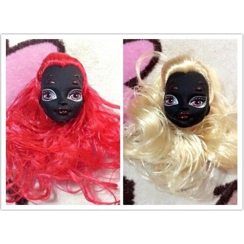 Black Face Demon Monster Dolls Head With Wig Hair DIY Accessories For Monster High Doll For 1/6 BJD Doll House Children Toys