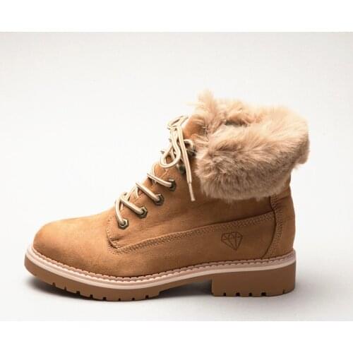 KushyShoo Women Martin Boots Warm Ankle Boots Winter Boots Waterproof Women Boots Female Shoes Solid PU Faux Fur Ladies Boots