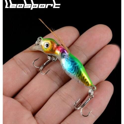 LEOSPORT 1pcs Hard Bee Fishing Lures 4.5cm/3.6g with Wing Fishing Tackle 3D Eyes Bait 6# Treble Hooks Lure