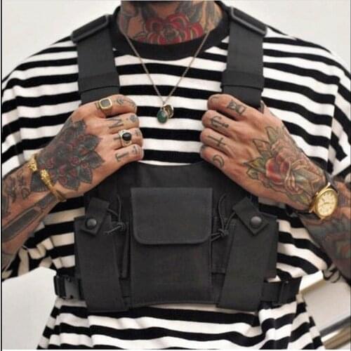 Fashion Vest Oxford Chest Rig Bag Functional Hip Hop Streetwear Tactical Harness Black Chest Rig Kanye West Waist Pack Chest Bag
