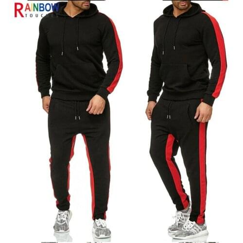 Rainbowtouches Suit Mens Sports Fitness Running Stripe Casual Loose Breathable Hoodie Suit Superior Quality Sweater Autumn