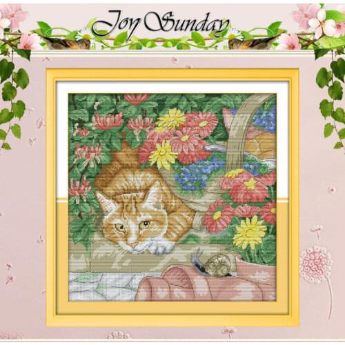 Cat and Snail Pattern Counted Cross Stitch 11CT 14CT Cross Stitch Set Wholesale Animals Cross-stitch Kits Embroidery Needlework