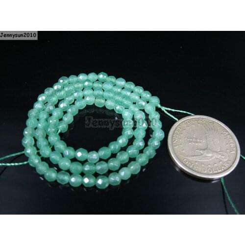 Natural Green Aventurine Gems Stones 4mm Faceted Round Spacer Loose Beads 15'' Strand for Jewelry Making Crafts 5 Strands/Pack