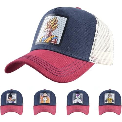 Newest Anime Mesh Cap Goku Super Vegeta IV All Styles Snapback Cotton Baseball Cap Men Women Hip Hop Dad Cartoon Hat Trucker Hat