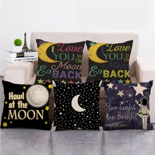 Wholesale 45cm*45cm Moon StarsCartoon pattern Linen/Cotton Throw Pillow Covers Couch Cushion Cover Home Decor Pillowcase