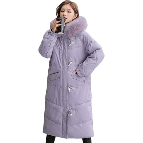 Winter Long Parkas Women Fashion Thick Fur Hooded Coats Women Elegant Collected Cotton Padded Winter Jacket Female