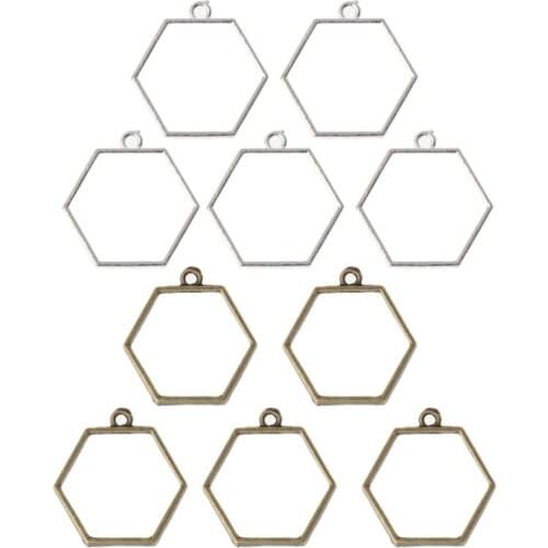 5Pcs Hollow Frame Open Back Bezel Pendant UV Resin Pressed Flower Necklace Bracelet Earrings Jewelry Making