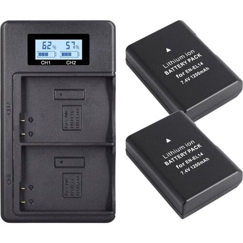 Full decoding EN-EL14 battery for Nikon D3200 D5100 non-original SLR camera charger set LCD digital display charger 5V