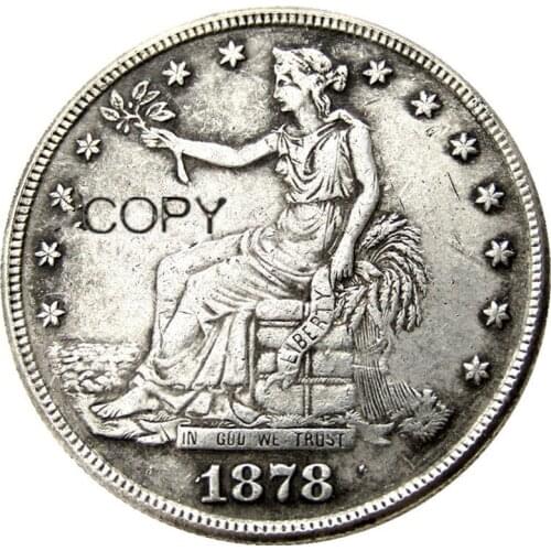 US Coins Trade Dollar 1878 - PSCC copy Coins Silver Plated