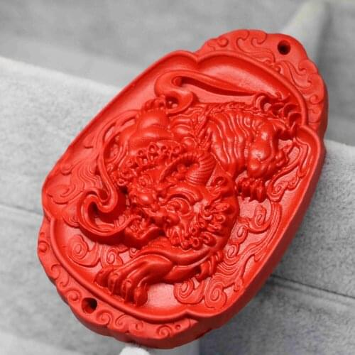 Lovely taiwan synthetic red cinnabar approx oval big pendant carving ancient dragon for jewelry making accessories 49*69mm B1529