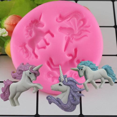 Mujiang Unicorn Silicone Mold Baby Birthday Fondant Cake Decorating Tools Unicornio Candy Chocolate Gumpaste Polymer Clay Moulds