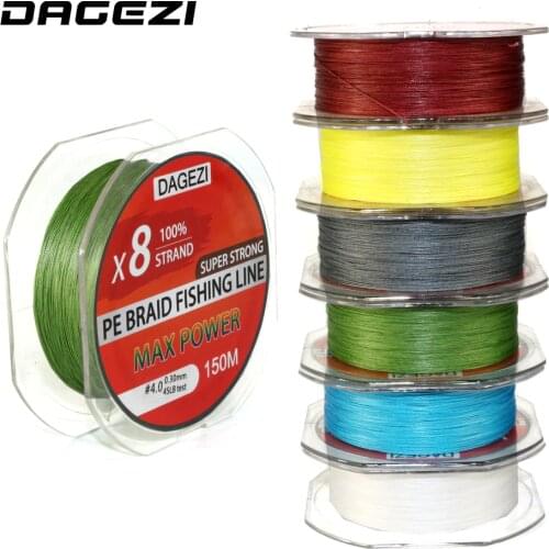 DAGEZI 8 strand 150m 10-80LB Super Strong 100% PE Braided Fishing Line smooth line With Gift brand fishing lines 6colors