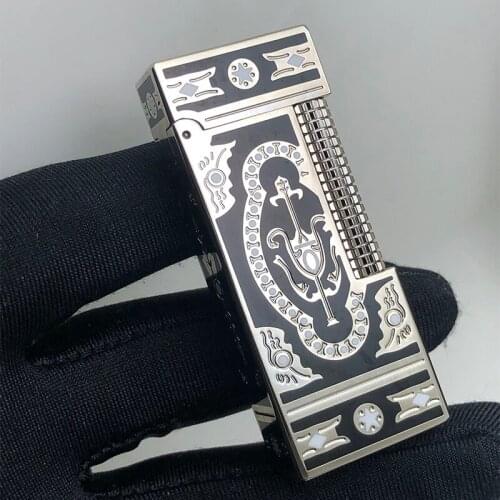 Handmade pure copper premium inflatable lighter loud flint grinding wheel brass butane gas collection machinery smoking gift 85G