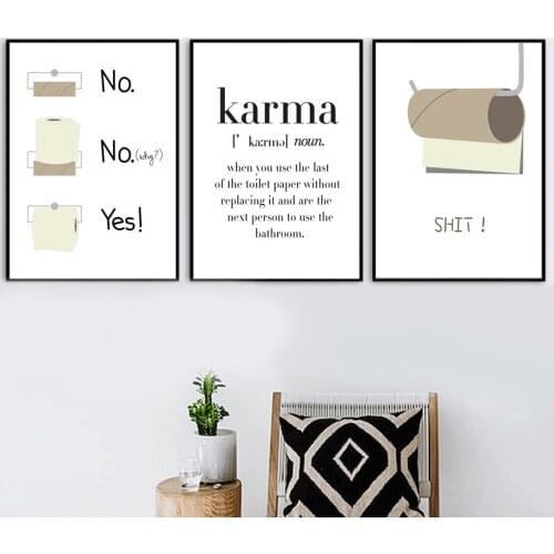 Toilet Paper Funny Shit Quote Karma Wall Art Canvas Painting Nordic Posters And Prints Wall Pictures For Bathroom Washroom Decor