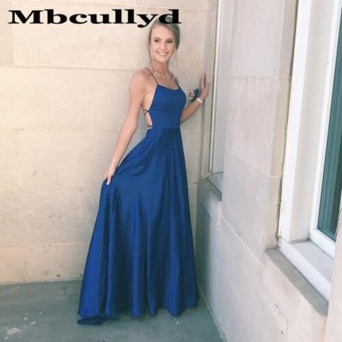 Mbcullyd Gorgeous Royal Blue Prom Dresses Long 2020 Cross Backless Evening Party Gowns Elastic Satin vestidos de fiesta de noche