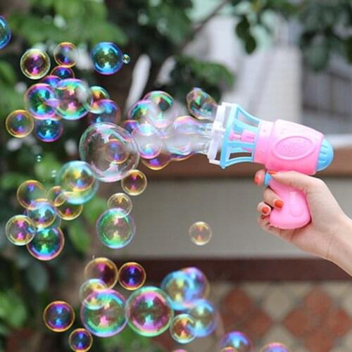 Funny Magic Bubble Blower Machine Electric Automatic Bubble Maker Gun with Mini Fan Kids Outdoor Toys Wedding Supplies Wholesale