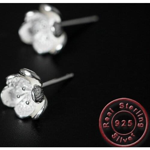 Amxiu 925 Sterling Silver Small Stud Earrings Jewelry Flower Earrings For Women Girls Valentines Day Gift Accessories Bijoux