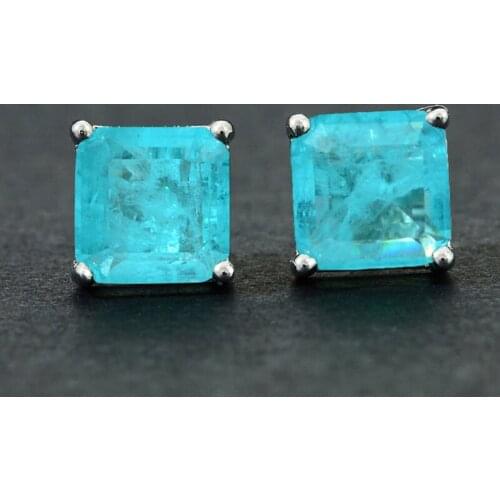 100% 925 Sterling Silver Created Sapphire Engagement Stud Earrings For Women Pass Diamond Test Simple Party Gift Fine Jewelry