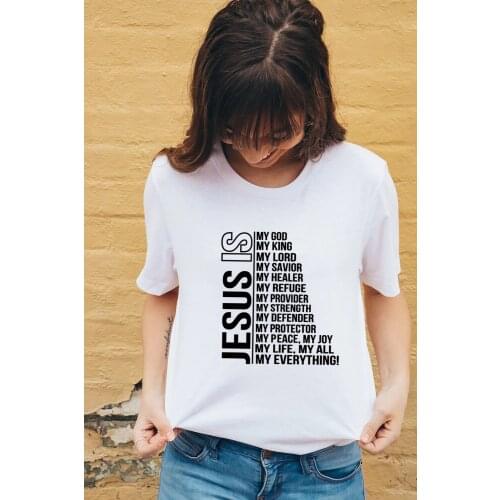 My God King Everything Women Vintage Tops Harajuku Christian T-shirt Faith Short Sleeve Streetwear Graphic Tees Female