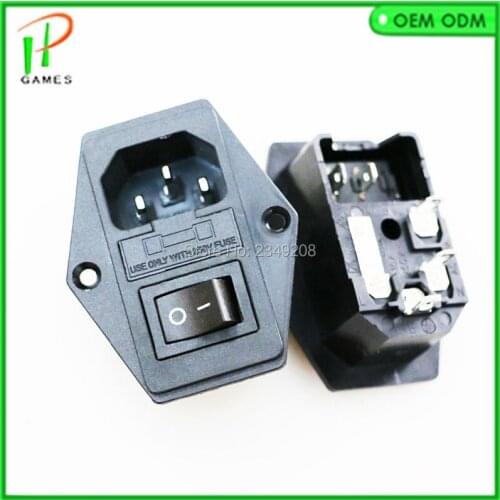 1pcs free shipping 15A 250V Switch Socket with black switch for DIY arcade machine/Cocktail Machine accessories cabinet parts