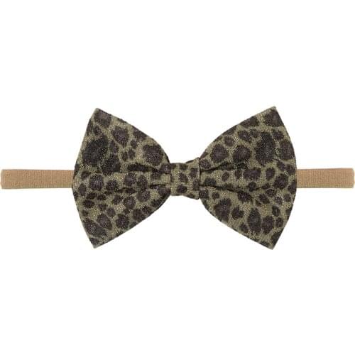 1PC Multicolor Headwear Leopard Nylon Headband 5 inch Bowknot Elastic Bands Hair Band Girls Christmas Accessories