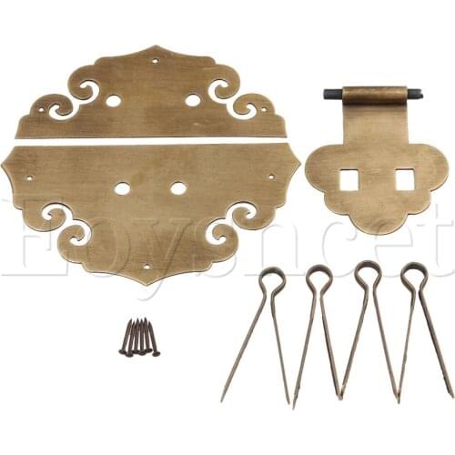 11.8x11cm Brass Wood Case Chest Box Cloud Surface Hasp Latches Bronze