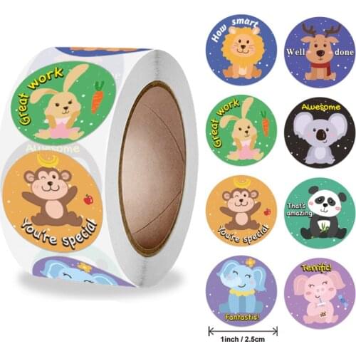 50-500Pcs Teacher Reward Stickers Kids Children Kindergarten School Encouragement Students Games Toy Animals Stationery Labels