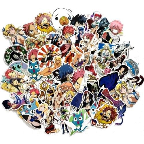 60 Pcs/pack Kawaii Anime Fairy Tail Graffiti Stickers for Car Bike Travel Luggage Phone Guitar Laptop Fridge Decal Sticker Toys
