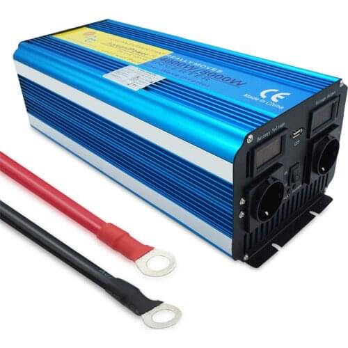 8000W pure sine wave power inverter display DC 12V/24V TO AC 220V/110V with 3.1A USB dual EU socket Converter Supply Solar Power
